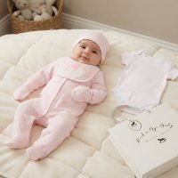 H12685NB: Baby Girls Butterflies 6 Piece Mesh Bag Gift Set (NB-6 Months)